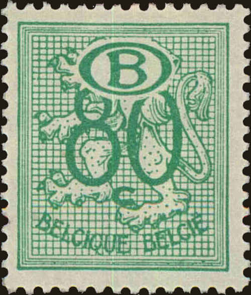 Front view of Belgium O53 collectors stamp