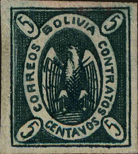 Front view of Bolivia 1a collectors stamp