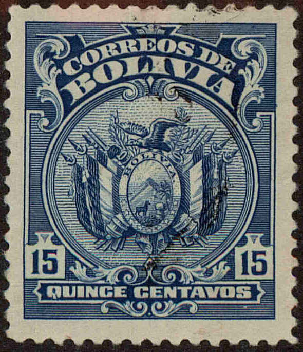 Front view of Bolivia 145 collectors stamp