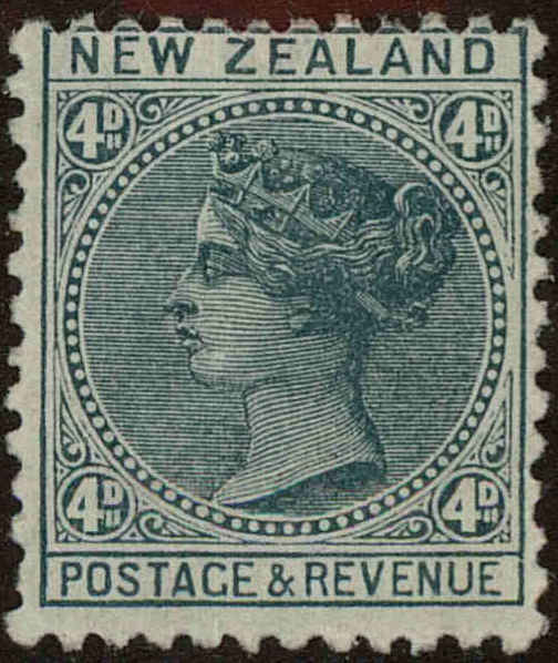 Front view of New Zealand 64 collectors stamp