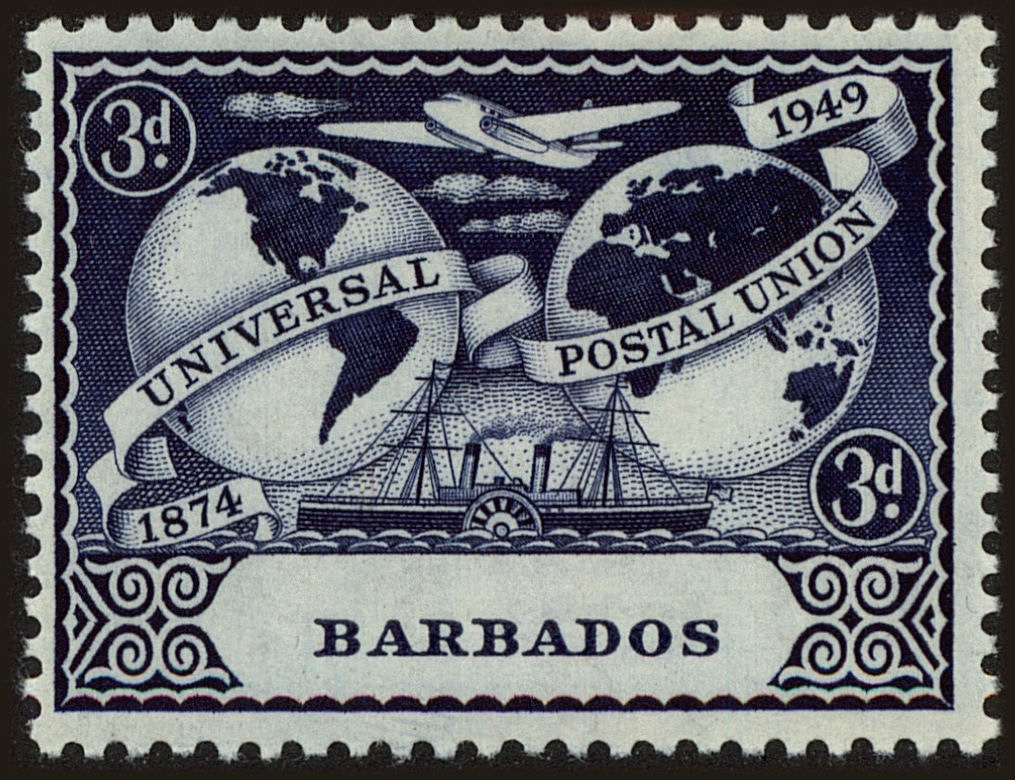 Front view of Barbados 213 collectors stamp