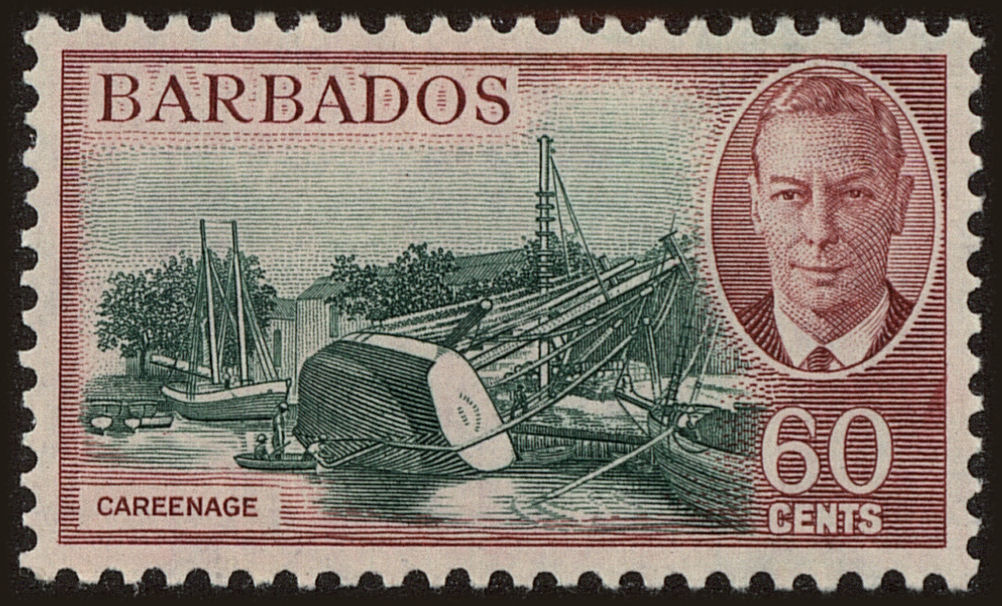 Front view of Barbados 225 collectors stamp