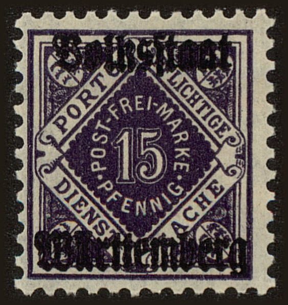 Front view of Wurttemberg O48 collectors stamp