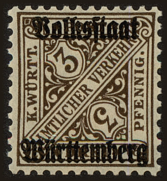 Front view of Wurttemberg O151 collectors stamp