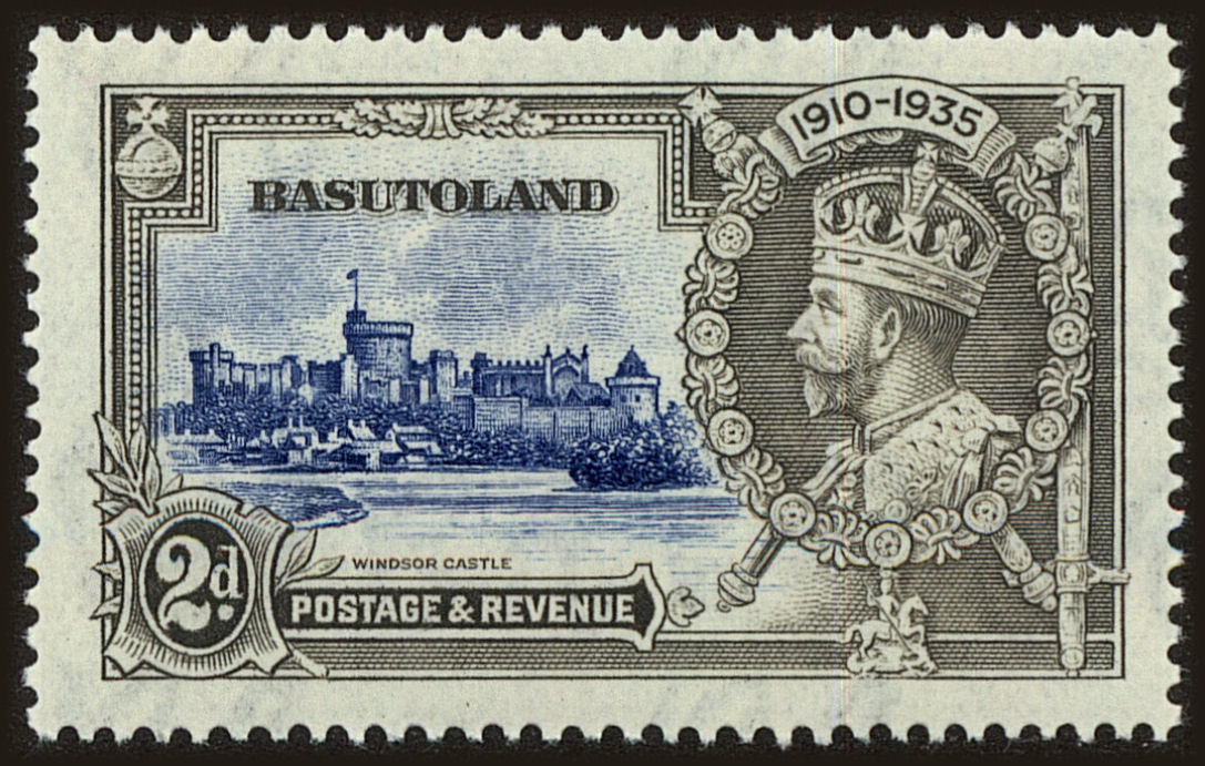 Front view of Basutoland 12 collectors stamp