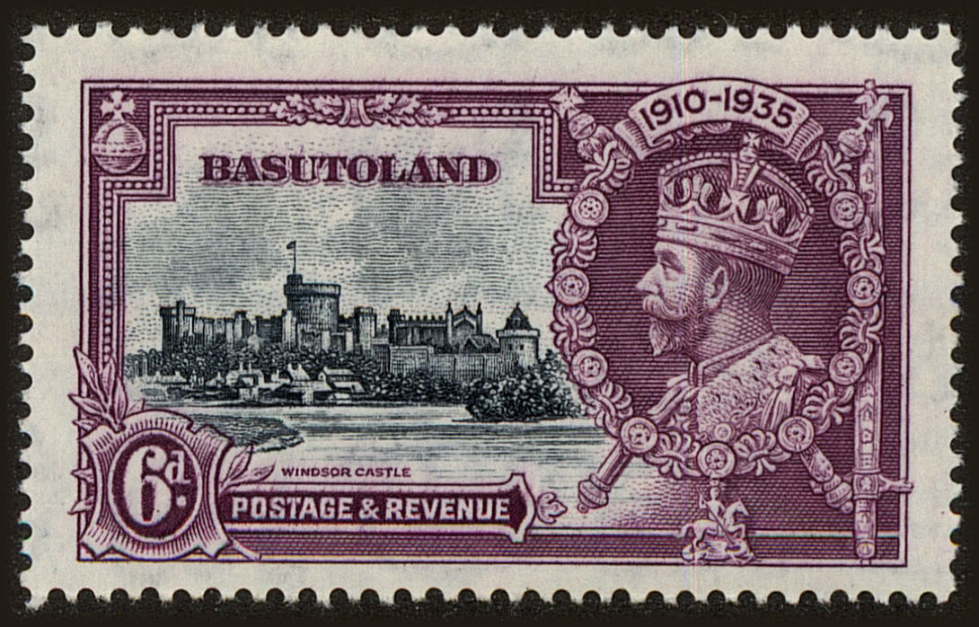 Front view of Basutoland 14 collectors stamp