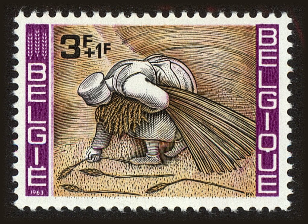 Front view of Belgium B734 collectors stamp