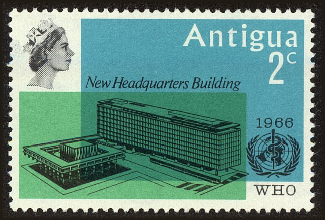 Front view of Antigua 165 collectors stamp