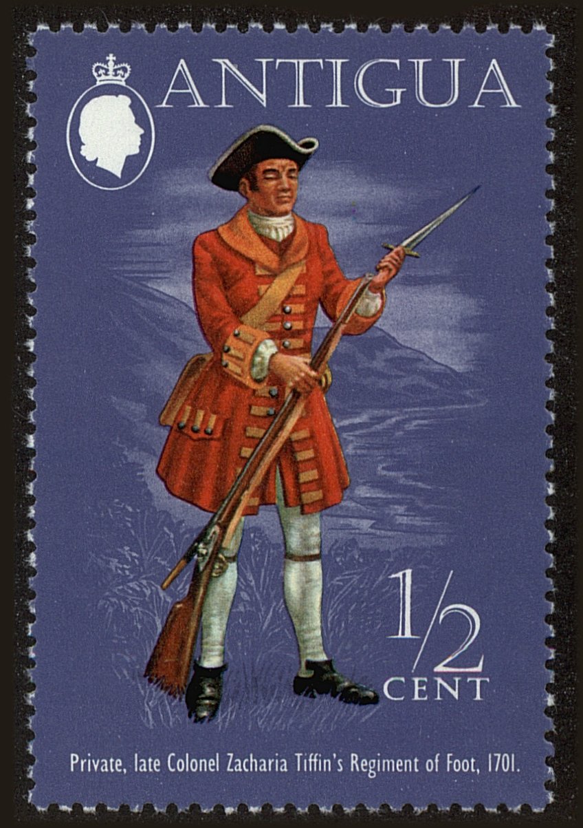 Front view of Antigua 307 collectors stamp