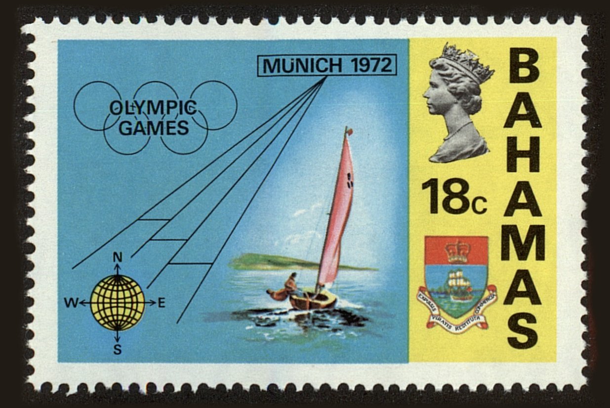 Front view of Bahamas 338 collectors stamp