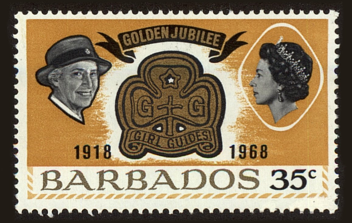Front view of Barbados 308 collectors stamp