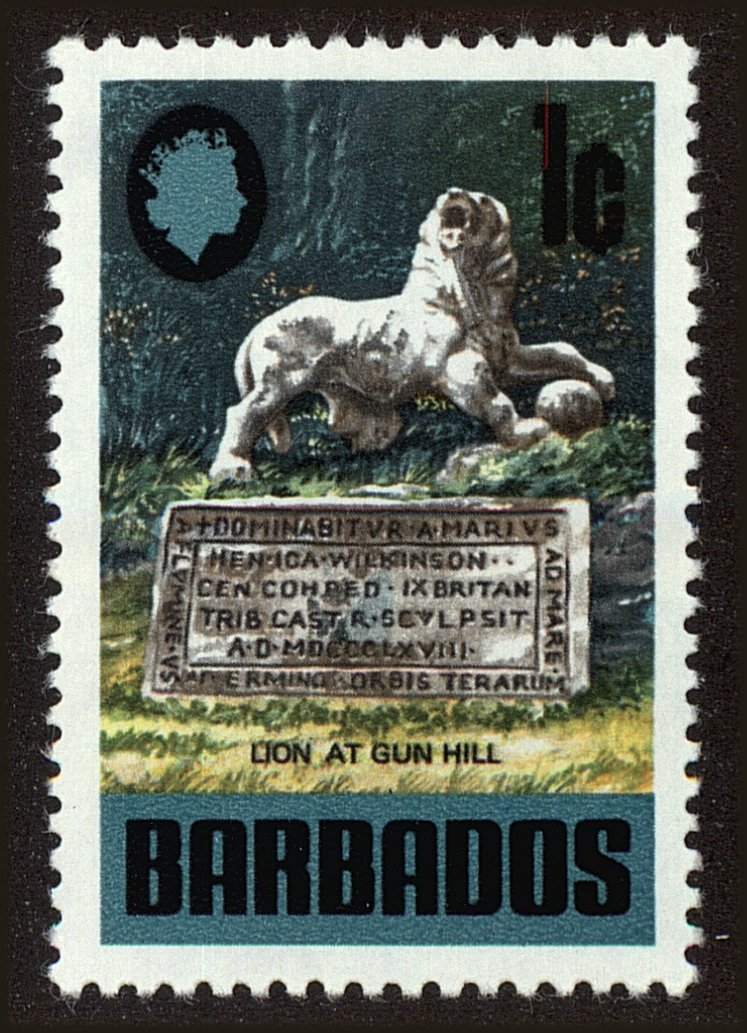 Front view of Barbados 328 collectors stamp