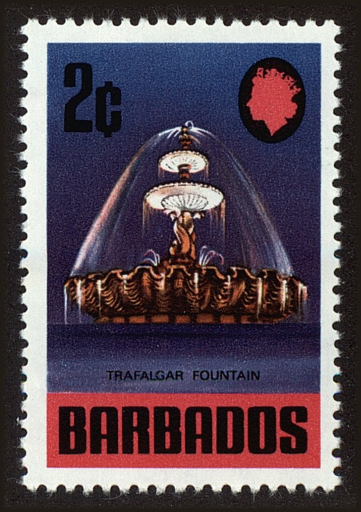 Front view of Barbados 329 collectors stamp