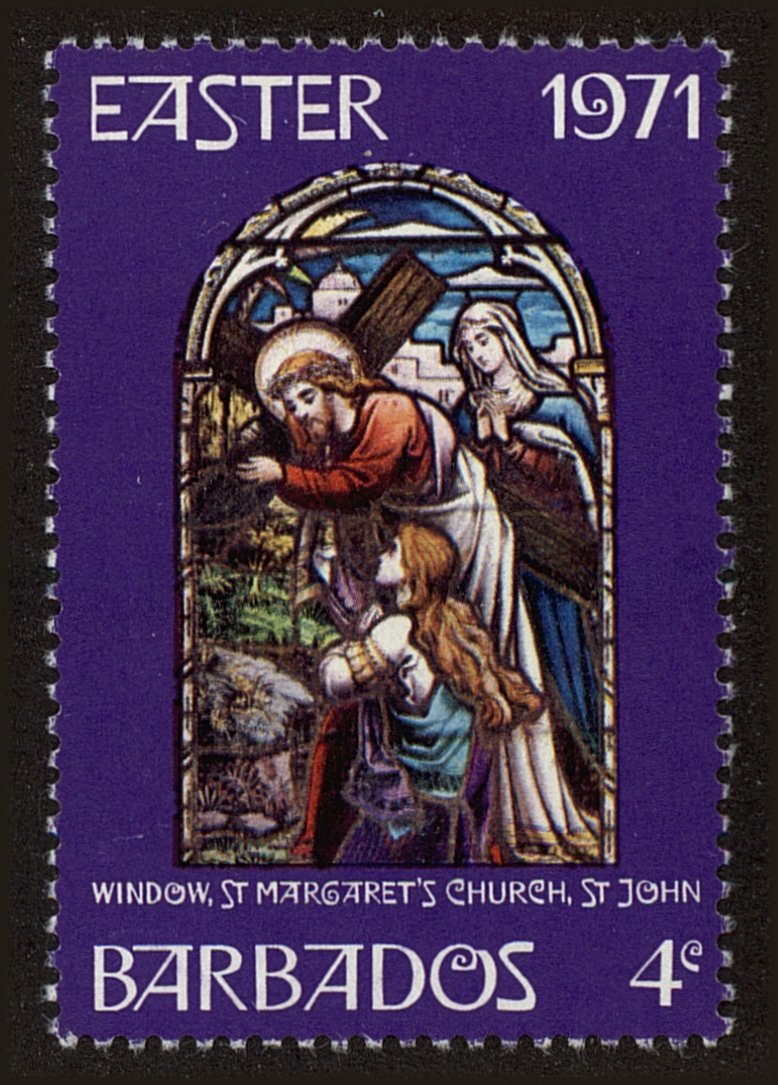 Front view of Barbados 353 collectors stamp