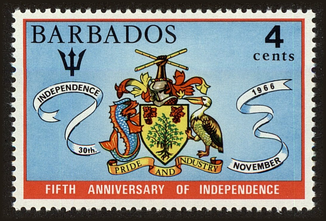 Front view of Barbados 364 collectors stamp