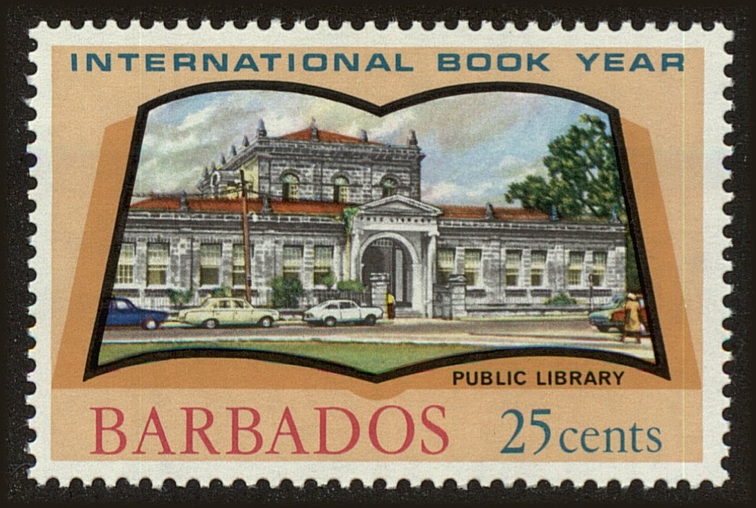 Front view of Barbados 378 collectors stamp