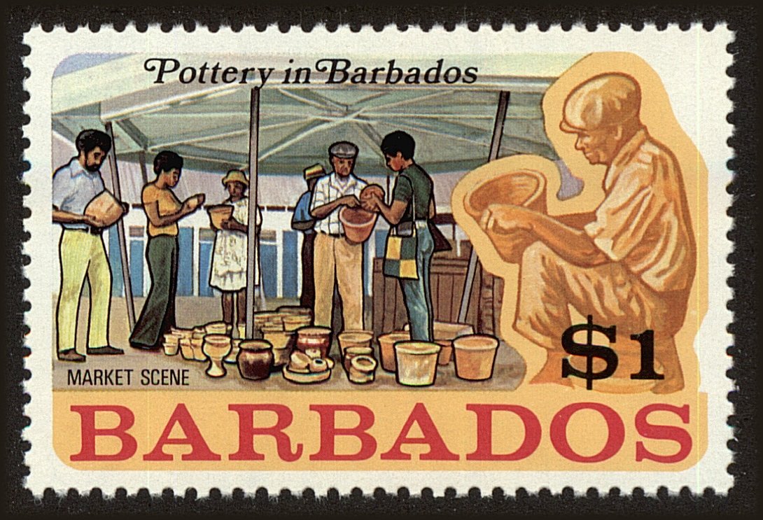 Front view of Barbados 383 collectors stamp