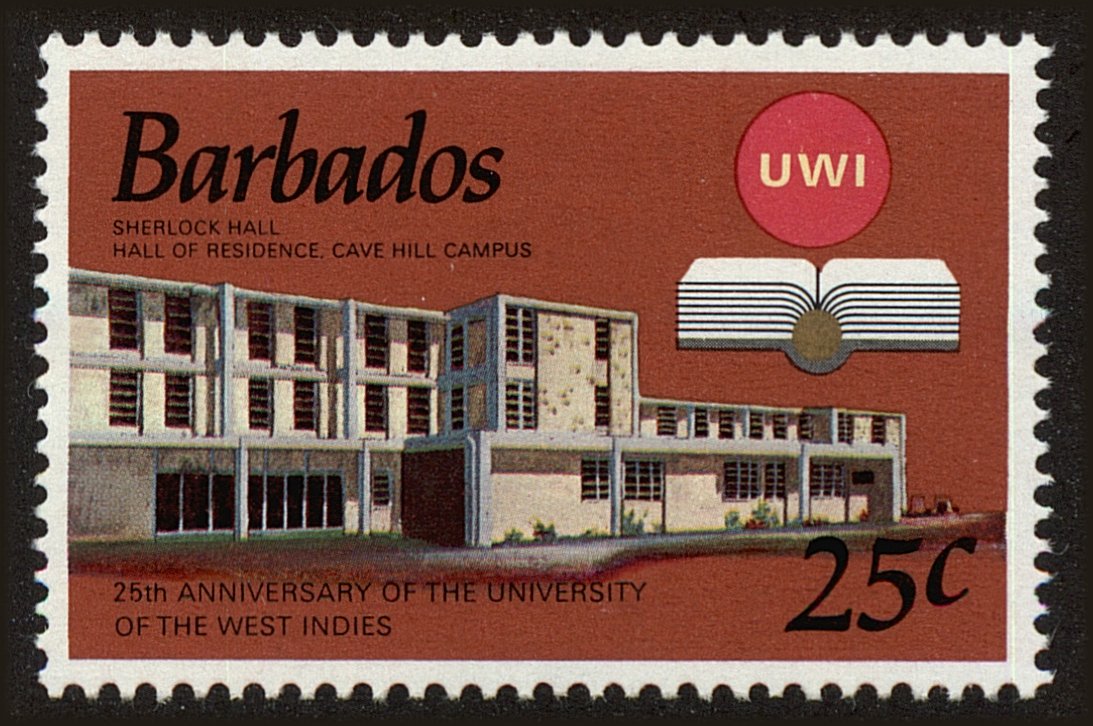 Front view of Barbados 389 collectors stamp