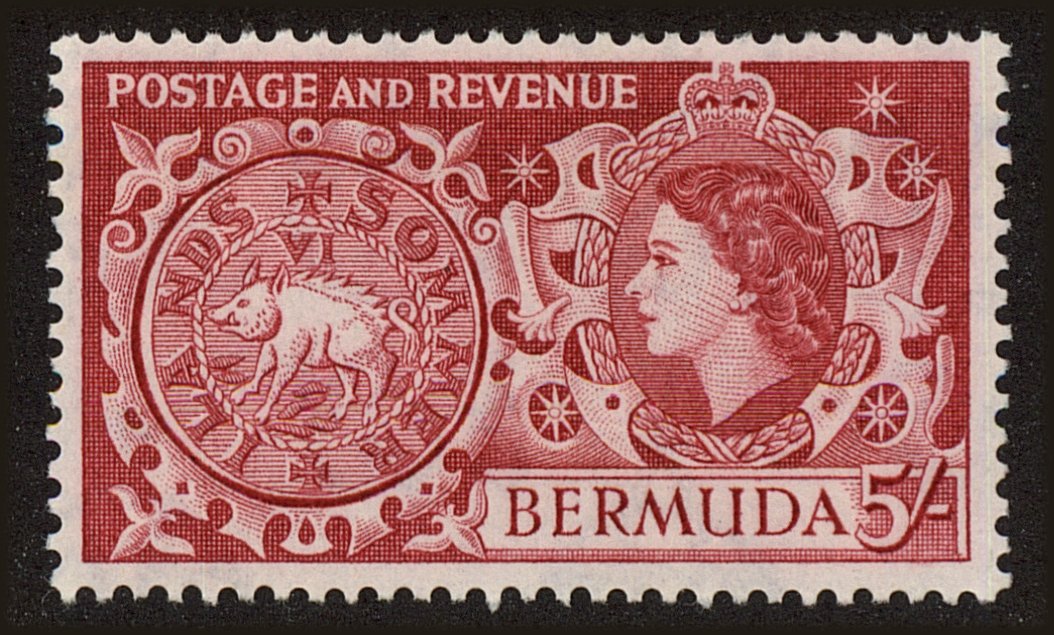 Front view of Bermuda 160 collectors stamp
