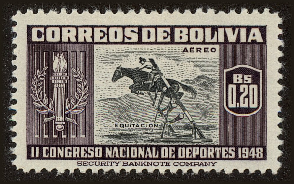 Front view of Bolivia C150 collectors stamp