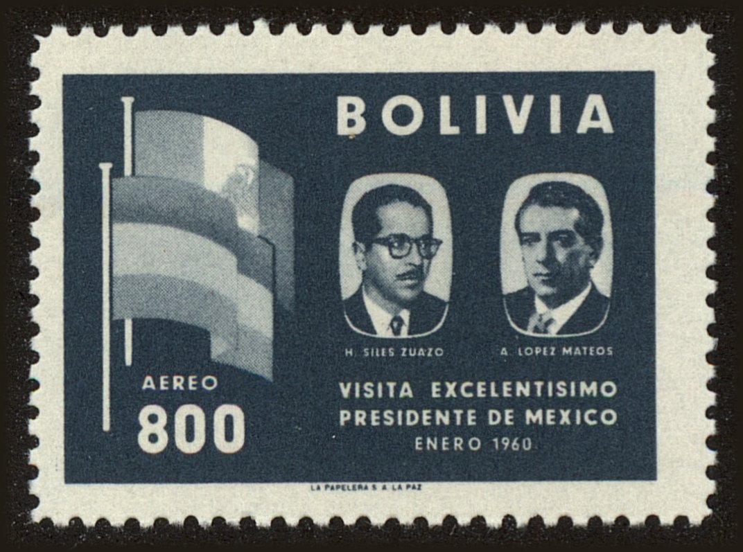 Front view of Bolivia C206 collectors stamp