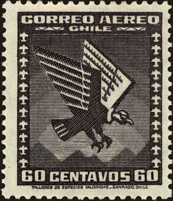Front view of Chile C36 collectors stamp