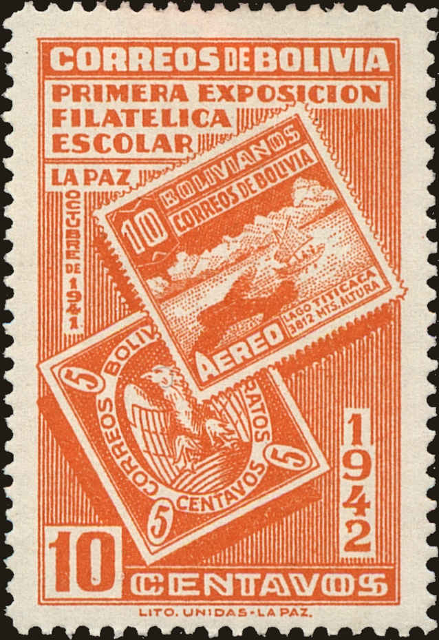 Front view of Bolivia 275 collectors stamp