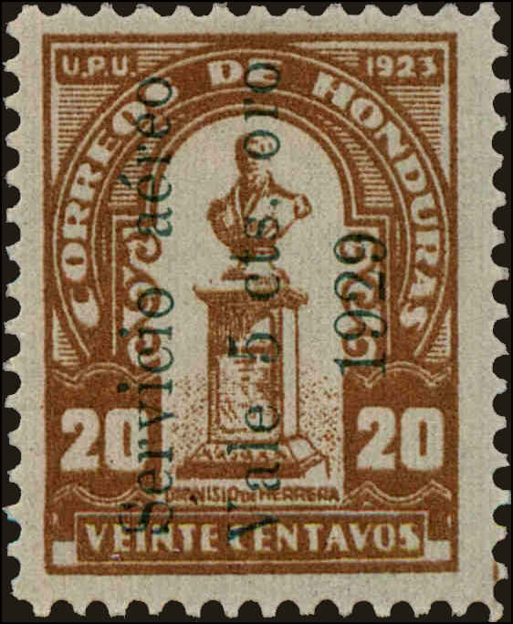 Front view of Honduras C15 collectors stamp