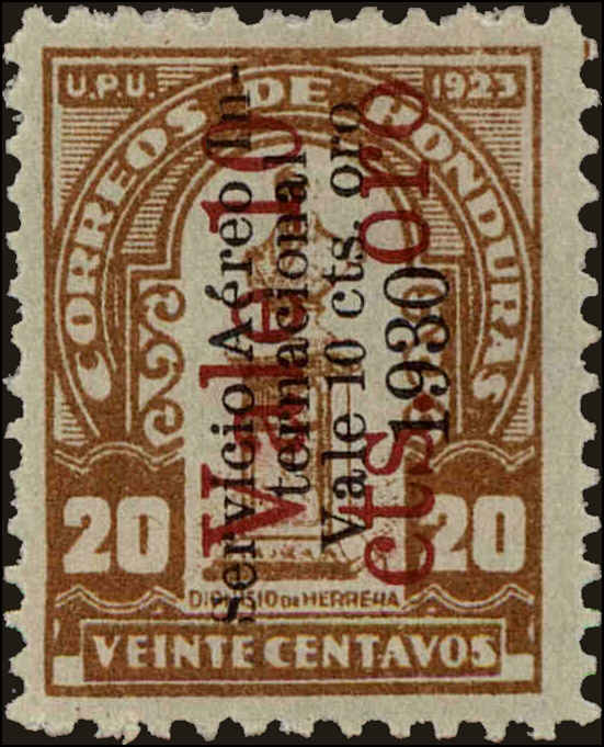 Front view of Honduras C30 collectors stamp