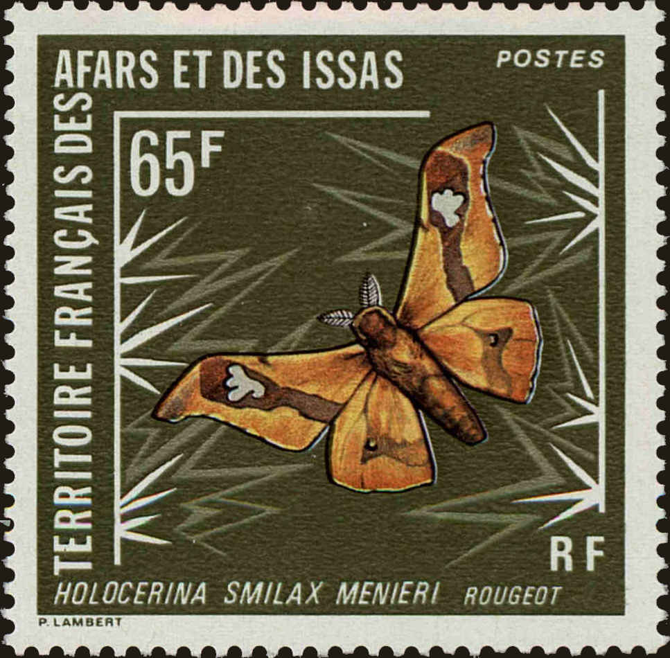 Front view of Afars and Issas 395 collectors stamp