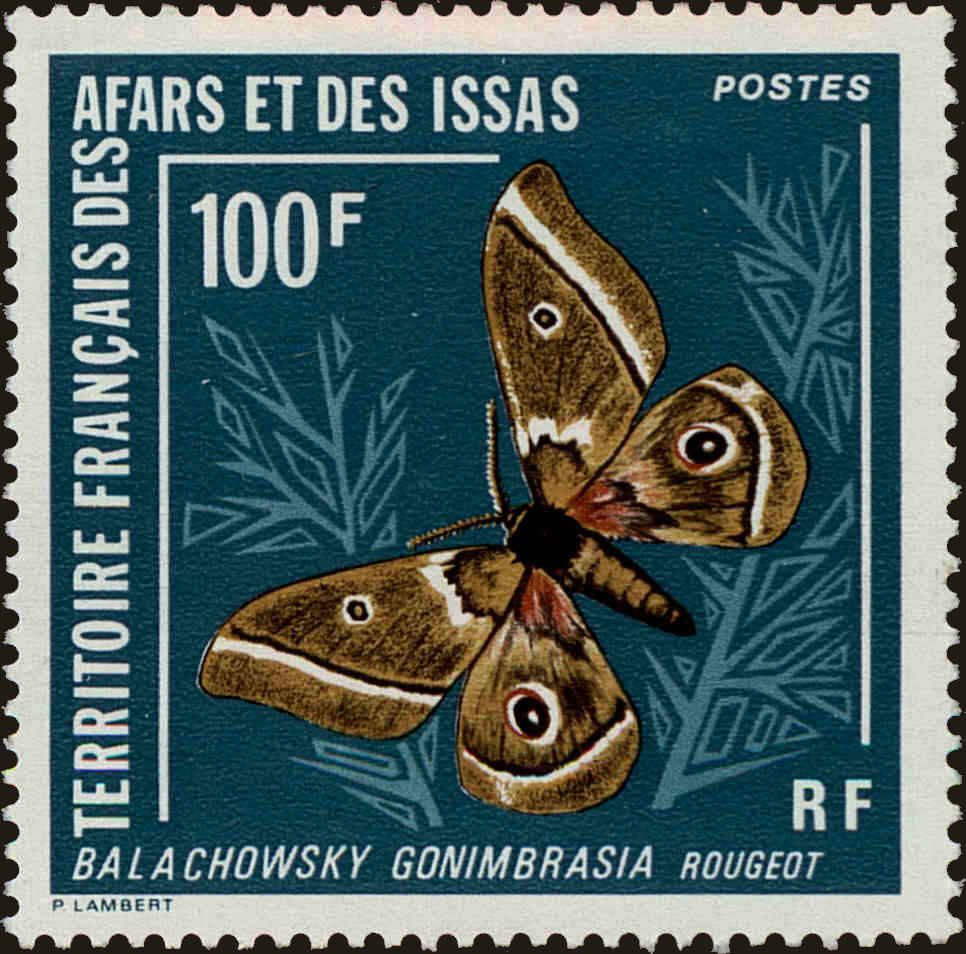 Front view of Afars and Issas 397 collectors stamp