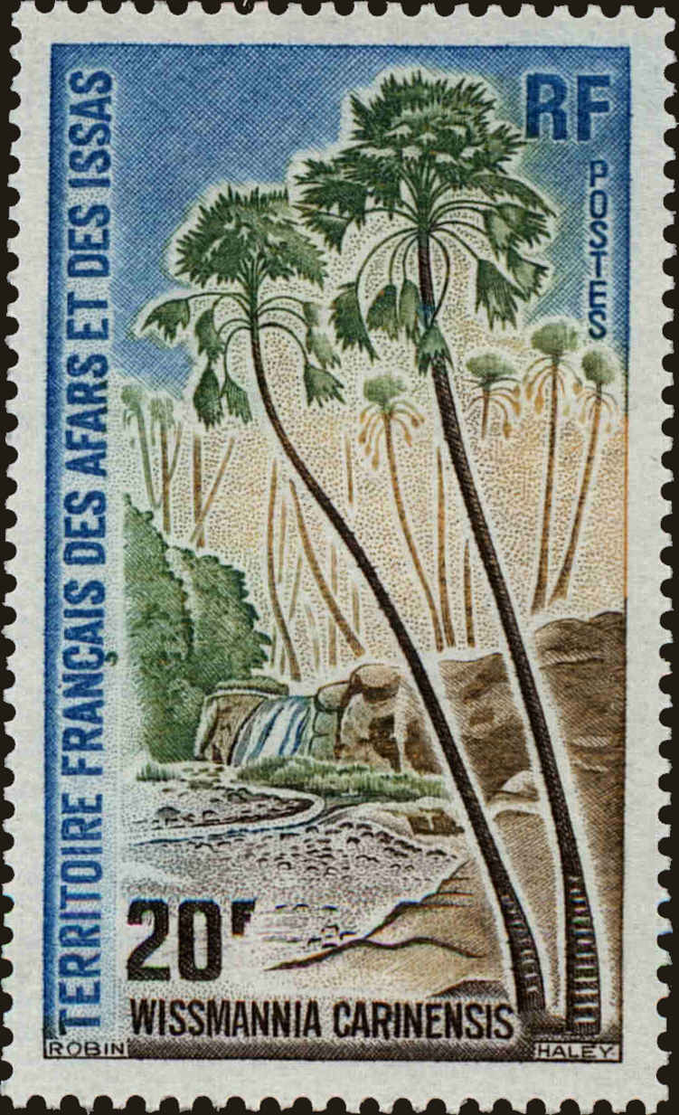 Front view of Afars and Issas 421 collectors stamp