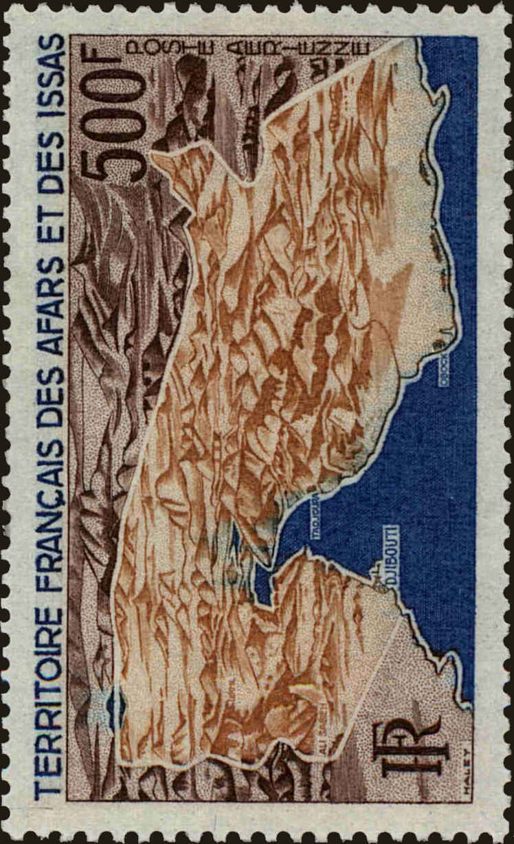 Front view of Afars and Issas C53 collectors stamp