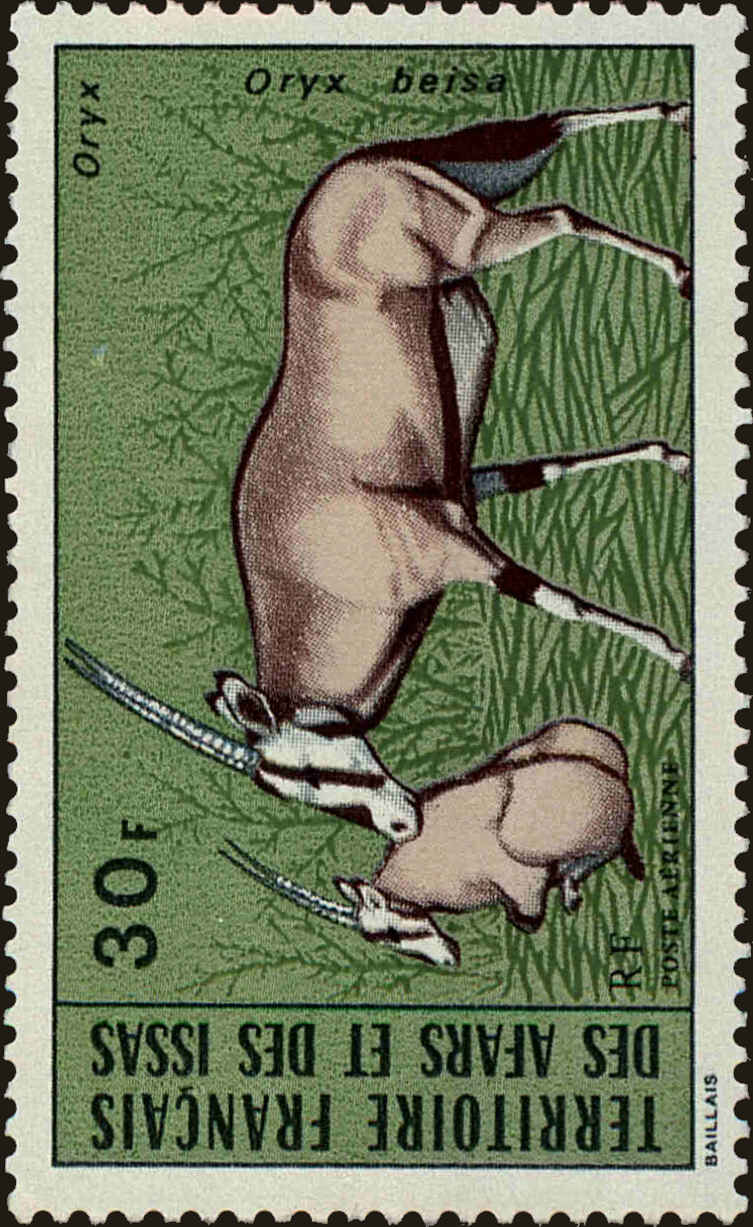 Front view of Afars and Issas C74 collectors stamp