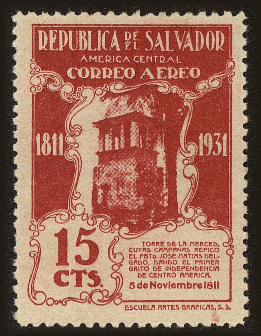 Front view of Salvador, El C20 collectors stamp
