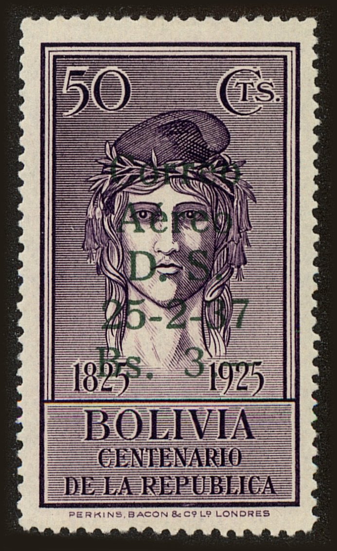 Front view of Bolivia C59 collectors stamp