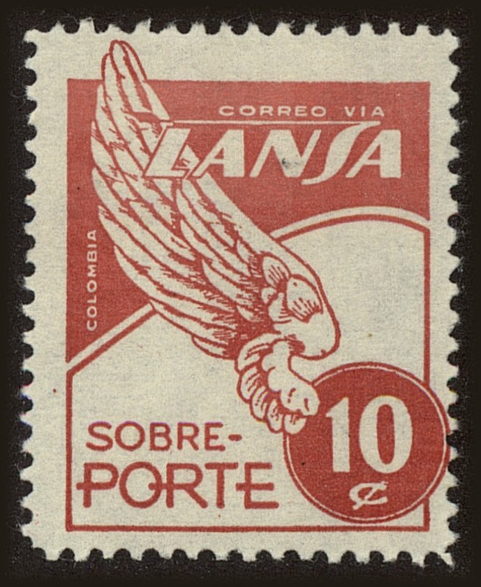 Front view of Colombia C167 collectors stamp