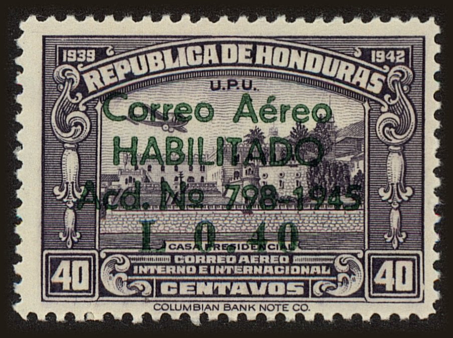 Front view of Honduras C150 collectors stamp