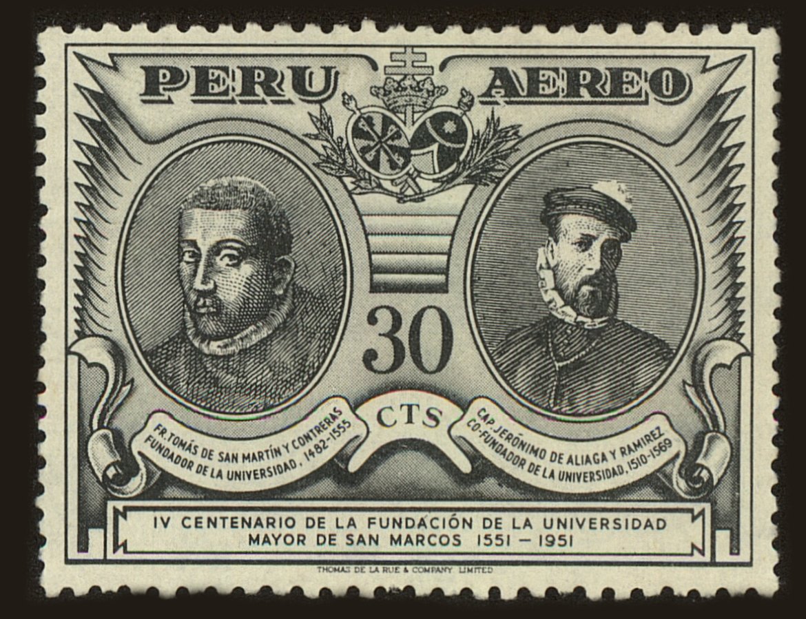 Front view of Peru C109 collectors stamp