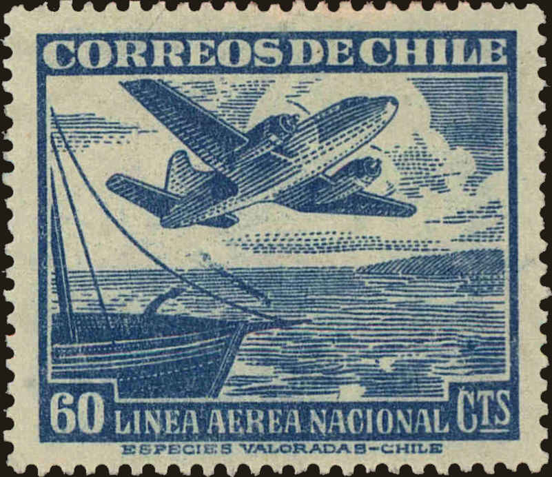 Front view of Chile C137 collectors stamp