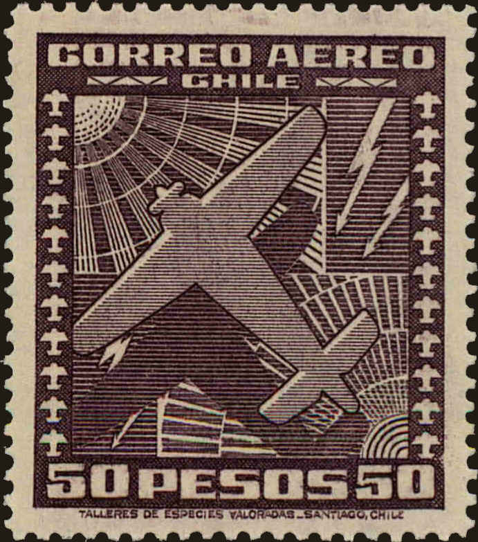 Front view of Chile C154 collectors stamp
