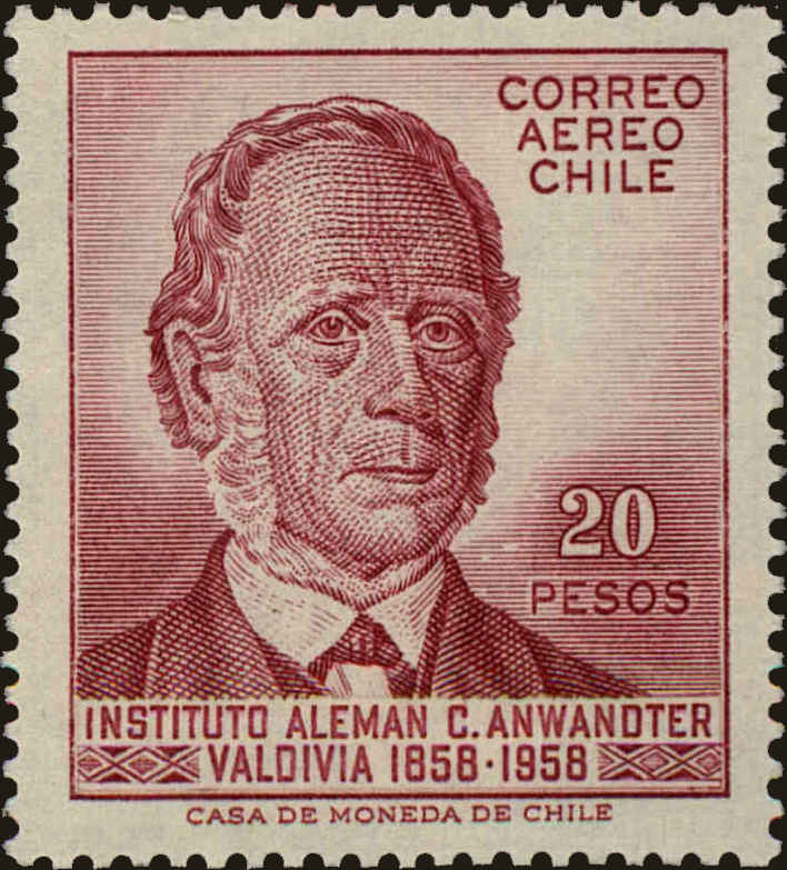 Front view of Chile C213 collectors stamp