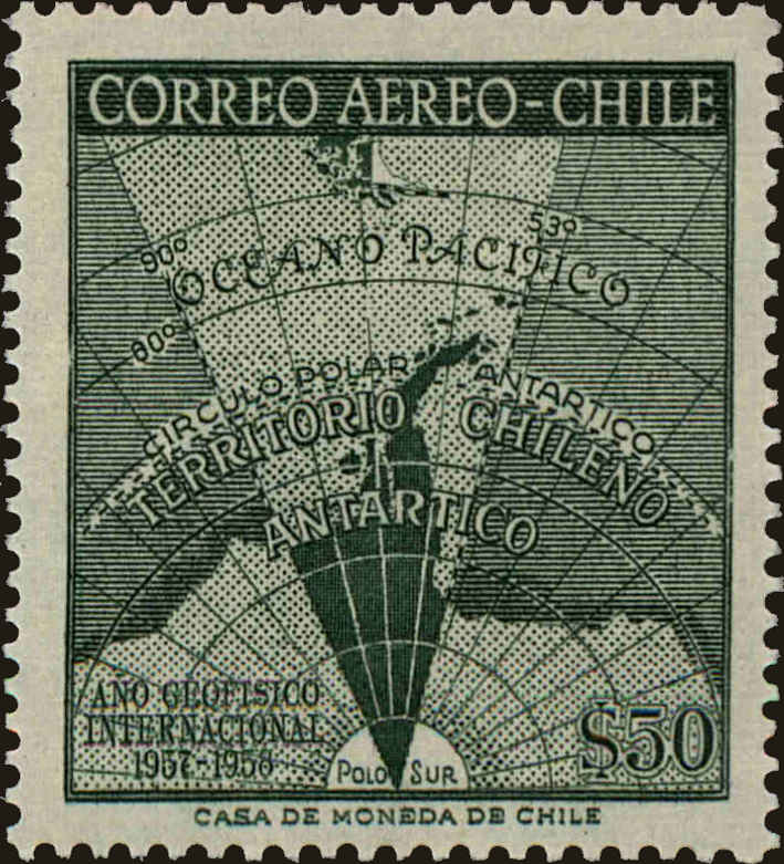 Front view of Chile C214 collectors stamp