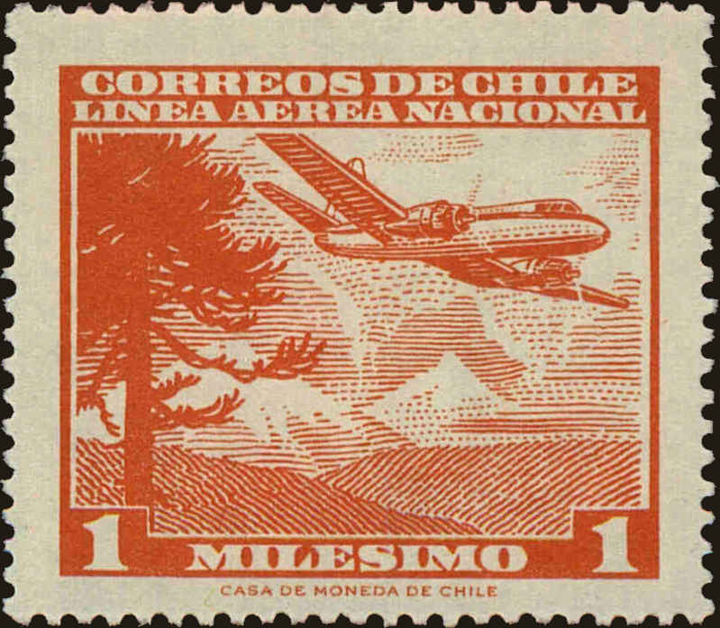 Front view of Chile C222 collectors stamp