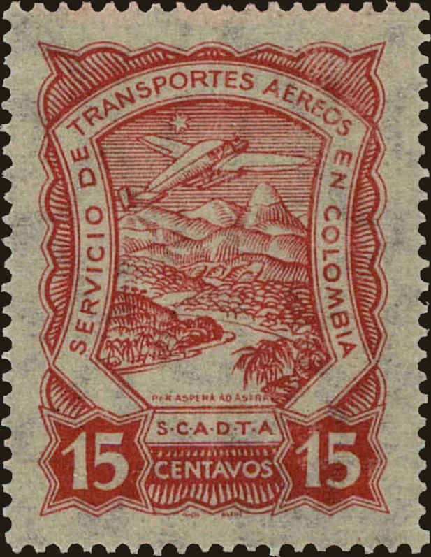 Front view of Colombia C40 collectors stamp