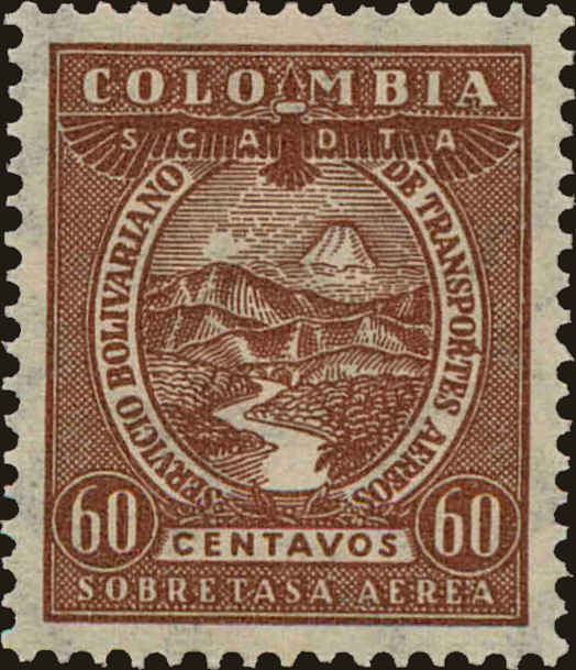 Front view of Colombia C62 collectors stamp