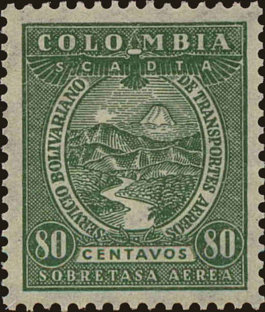 Front view of Colombia C63 collectors stamp