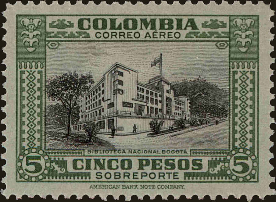 Front view of Colombia C133 collectors stamp