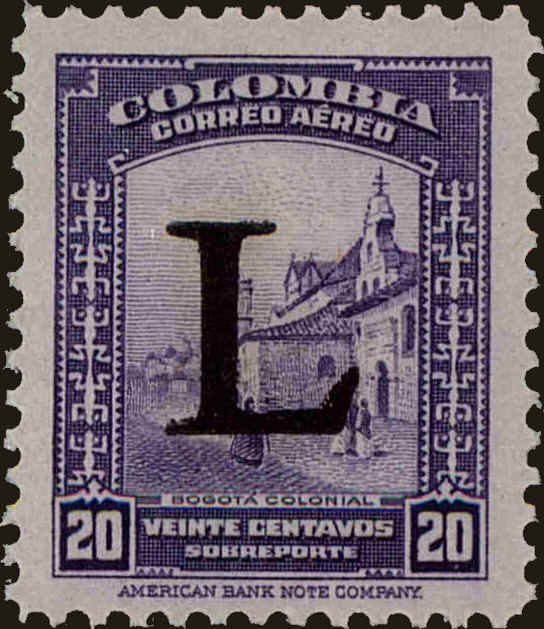 Front view of Colombia C178 collectors stamp