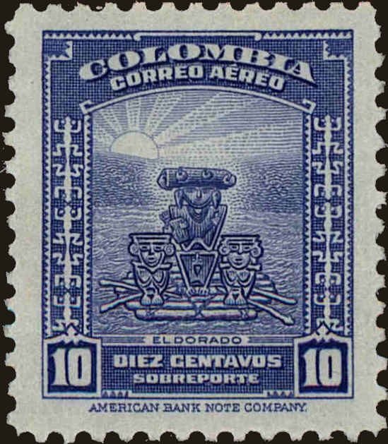 Front view of Colombia C218 collectors stamp